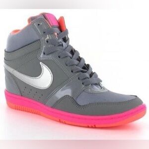 Nike Force Sky High Hidden Heel Women's Size 7 Sneakers Gray Pink Orange